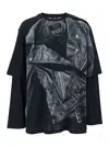 Balmain Leather Trompe L'œil Ls T-shirt In Black