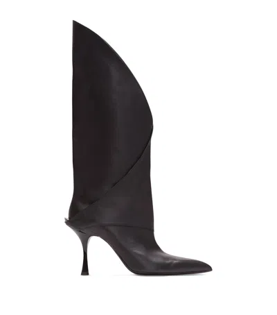 Balmain Leather Twist Heel Boots 95