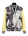 Balmain Leather Tiger Varsity Jacket In Fantasy