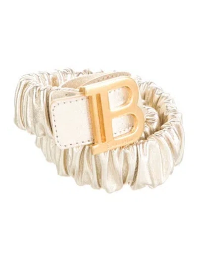 Pre-owned Balmain Leather Waist Belt In Gold