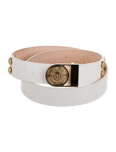 Pre-owned Balmain Leather Waist Belt In White
