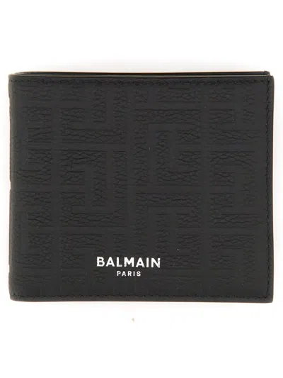 Balmain Leather Wallet In Black