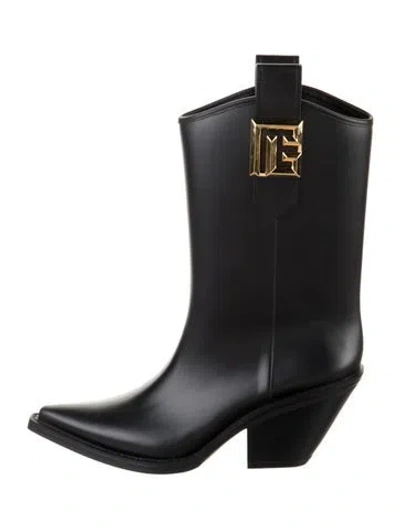 Pre-owned Balmain Leather Western Boots In Black
