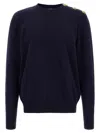 Balmain Leone Catena Button Sweater In Blue