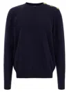 Balmain 'leone Catena' Button Sweater In Blue