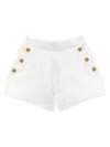 Balmain Logo Buttons Shorts In White