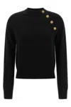 Balmain Button-embellished Raglan-sleeve Sweater In Black