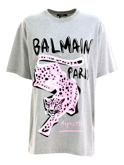 Balmain Leopard-graphic T-shirt In Multi