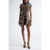 Balmain A-line Leopard Print Jacquard Dress In Multi