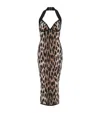 Balmain Halterneck Leopard Print Jacquard Bodycon Dress In Black