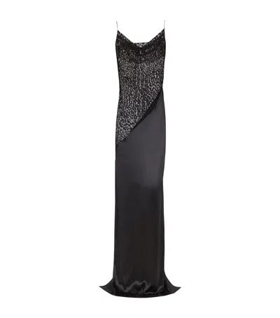 Balmain Leopard Lace And Crepe Maxi Dress