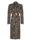 Balmain Leopard Print Jacquard Belted Trench In Black