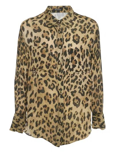 Pre-owned Balmain Leopard-print Button-front Shirt In Neutral