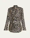 Balmain Leopard Print Collared Blouse In Multi