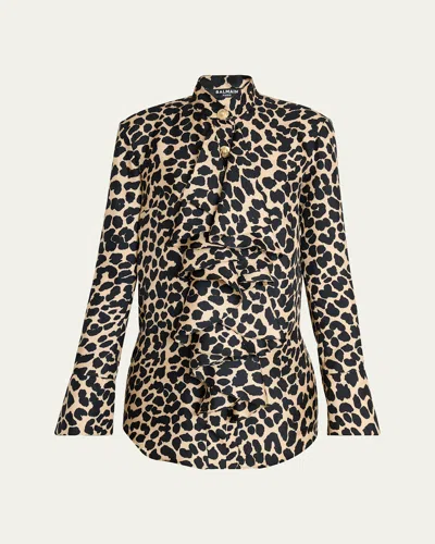 Balmain Leopard Print Collared Blouse In Multi