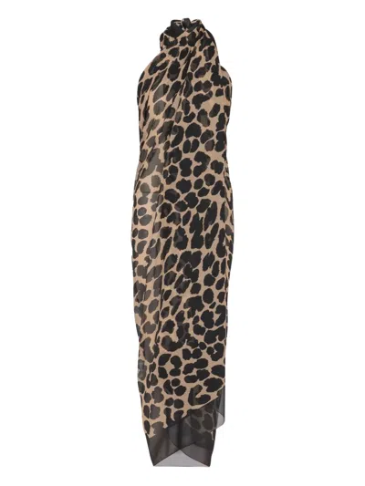 Balmain Leopard-print Cover-up In Brown
