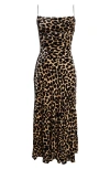 Balmain Leopard Print Cowl Neck Velvet Slip Dress In Animal Print