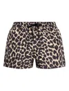 Balmain Leopard-print Drawstring Swim Shorts In Black