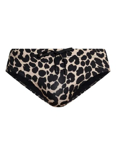 BALMAIN LEOPARD-PRINT DRAWSTRING SWIM TRUNKS