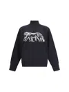 Balmain Leopard Print High-neck Sweatshirt In Black