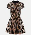Balmain A-line Leopard Print Jacquard Dress In Black