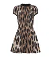 Balmain A-line Leopard Print Jacquard Dress