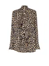Balmain Jabot Collar Leopard Print Shirt In Multi