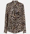 Balmain Ruffled Leopard-print Silk Blouse In Brown