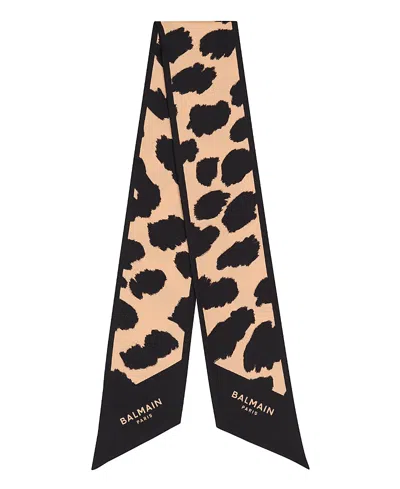 BALMAIN LEOPARD PRINT SILK BANDANA
