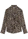 Balmain Ruffled Leopard-print Silk Blouse In Multi