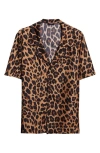 Balmain Animal Print Chest Pocket Shirt In Brown
