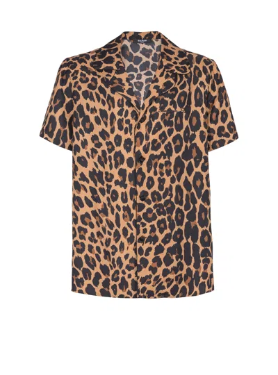BALMAIN LEOPARD PRINT SILK PYJAMA SHIRT