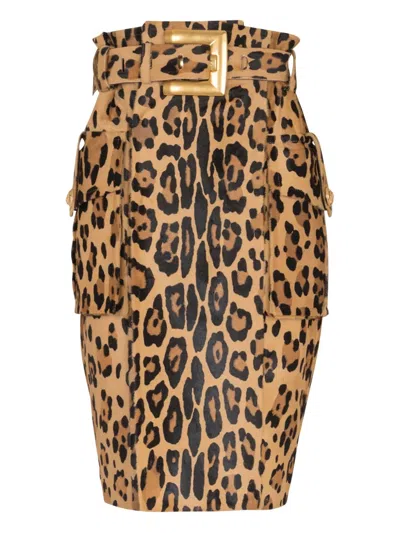 Balmain Leopard-print Skirt In Animal Print