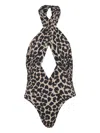 Balmain One-piece Leopard Pattern Swimsuit In Black
