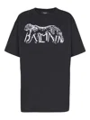 Balmain T-shirt With Leopard Print In Black