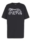 Balmain T-shirt With Leopard Print In Black