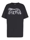 Balmain Leopard Print Cotton T-shirt In Black