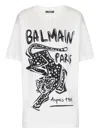 Balmain Short-sleeved T-shirt With Leopard Print In White