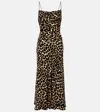 Balmain Leopard Print Cowl Neck Velvet Slip Dress In Multi