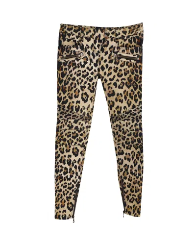 Balmain Leopard Skinny Trouser In Animal Print Cotton In Multi