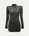 Balmain Leopard Velvet Button Strong-shoulder Mini Dress In Multi