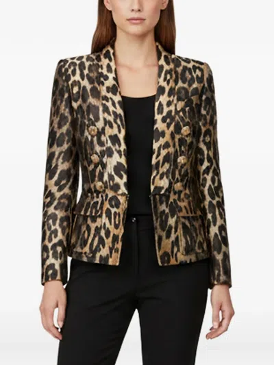 Pre-owned Balmain Leopard-jacquard Single-breasted Blazer In Gold