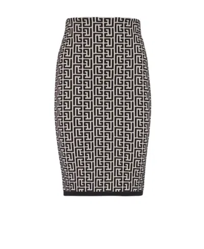 Balmain Wool Skirt In White