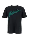 Balmain Black Crewneck T-shirt With Logo Lettering Print On The Front In Cotton Man In Black