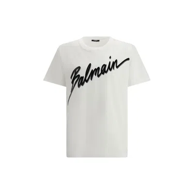 BALMAIN LETTER FLOCK T-SHIRT