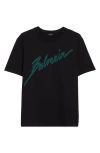 Balmain Black Crewneck T-shirt With Logo Lettering Print On The Front In Cotton Man In Black