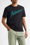 Balmain Black Crewneck T-shirt With Logo Lettering Print On The Front In Cotton Man In Black