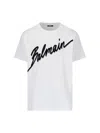 Balmain White Crewneck T-shirt With Maxi Logo Lettering On The Front