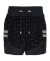 Balmain Monogram-pattern Mini Shorts In Black