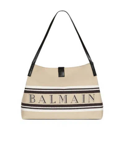 Balmain Letter Shoulder Bag In Brown